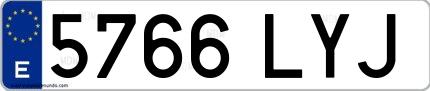 Ejemplo de matrícula española 5766 LYJ