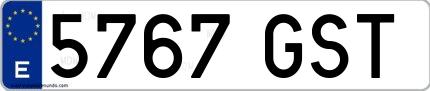Ejemplo de matrícula española 5767 GST