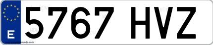 Ejemplo de matrícula española 5767 HVZ