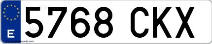Ejemplo de matrícula española 5768 CKX