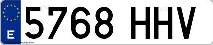 Ejemplo de matrícula española 5768 HHV