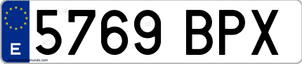 Ejemplo de matrícula de coche ordinaria 5769 BPX