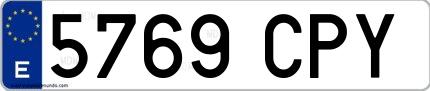 Ejemplo de matrícula española 5769 CPY