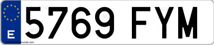 Ejemplo de matrícula de coche ordinaria 5769 FYM
