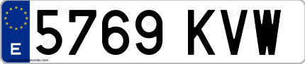 Ejemplo de matrícula de coche ordinaria 5769 KVW
