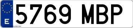 Ejemplo de matrícula española 5769 MBP