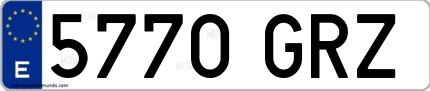 Ejemplo de matrícula española 5770 GRZ