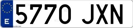 Ejemplo de matrícula española 5770 JXN