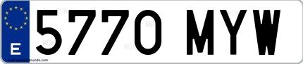 Ejemplo de matrícula española 5770 MYW