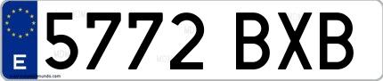 Ejemplo de matrícula española 5772 BXB