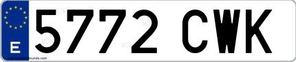 Ejemplo de matrícula española 5772 CWK