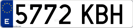 Ejemplo de matrícula de coche ordinaria 5772 KBH