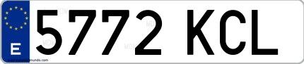 Ejemplo de matrícula española 5772 KCL