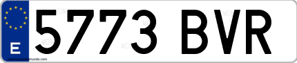 Ejemplo de matrícula de coche ordinaria 5773 BVR