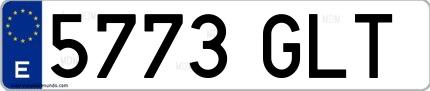 Ejemplo de matrícula española 5773 GLT