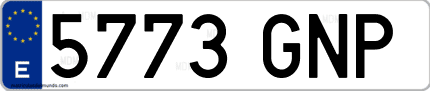Ejemplo de matrícula de coche ordinaria 5773 GNP