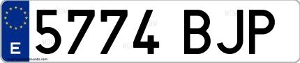 Ejemplo de matrícula española 5774 BJP