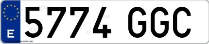 Ejemplo de matrícula española 5774 GGC