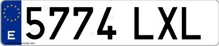 Ejemplo de matrícula española 5774 LXL