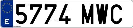 Ejemplo de matrícula española 5774 MWC