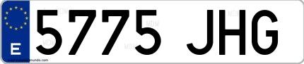 Ejemplo de matrícula española 5775 JHG