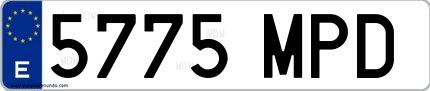 Ejemplo de matrícula española 5775 MPD