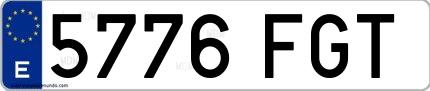 Ejemplo de matrícula española 5776 FGT