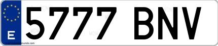 Ejemplo de matrícula española 5777 BNV