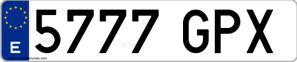 Ejemplo de matrícula de coche ordinaria 5777 GPX