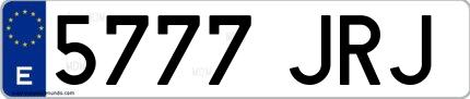 Ejemplo de matrícula española 5777 JRJ