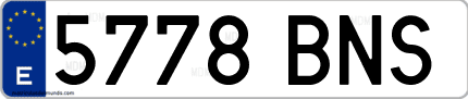 Ejemplo de matrícula de coche ordinaria 5778 BNS