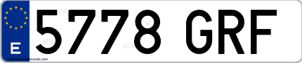 Ejemplo de matrícula de coche ordinaria 5778 GRF