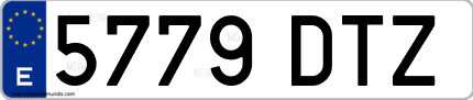 Ejemplo de matrícula de coche ordinaria 5779 DTZ