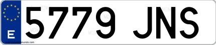 Ejemplo de matrícula española 5779 JNS