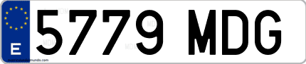Ejemplo de matrícula de coche ordinaria 5779 MDG