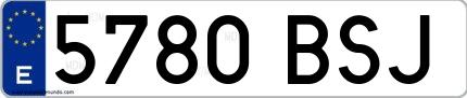 Ejemplo de matrícula española 5780 BSJ