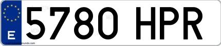 Ejemplo de matrícula española 5780 HPR