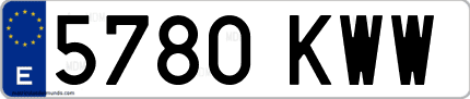 Ejemplo de matrícula de coche ordinaria 5780 KWW
