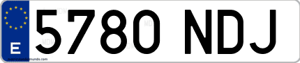 Ejemplo de matrícula de coche ordinaria 5780 NDJ