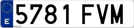 Ejemplo de matrícula española 5781 FVM