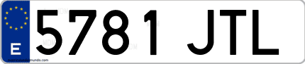 Ejemplo de matrícula de coche ordinaria 5781 JTL