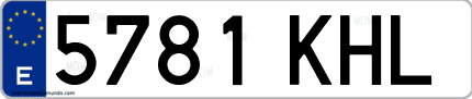 Ejemplo de matrícula de coche ordinaria 5781 KHL
