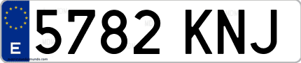 Ejemplo de matrícula de coche ordinaria 5782 KNJ