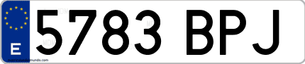 Ejemplo de matrícula de coche ordinaria 5783 BPJ