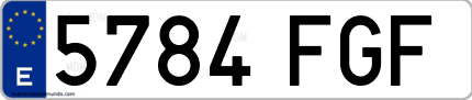 Ejemplo de matrícula de coche ordinaria 5784 FGF