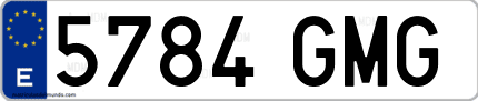 Ejemplo de matrícula de coche ordinaria 5784 GMG