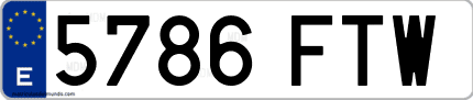 Ejemplo de matrícula de coche ordinaria 5786 FTW