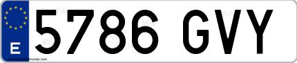 Ejemplo de matrícula de coche ordinaria 5786 GVY