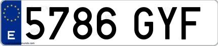 Ejemplo de matrícula española 5786 GYF