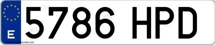Ejemplo de matrícula española 5786 HPD